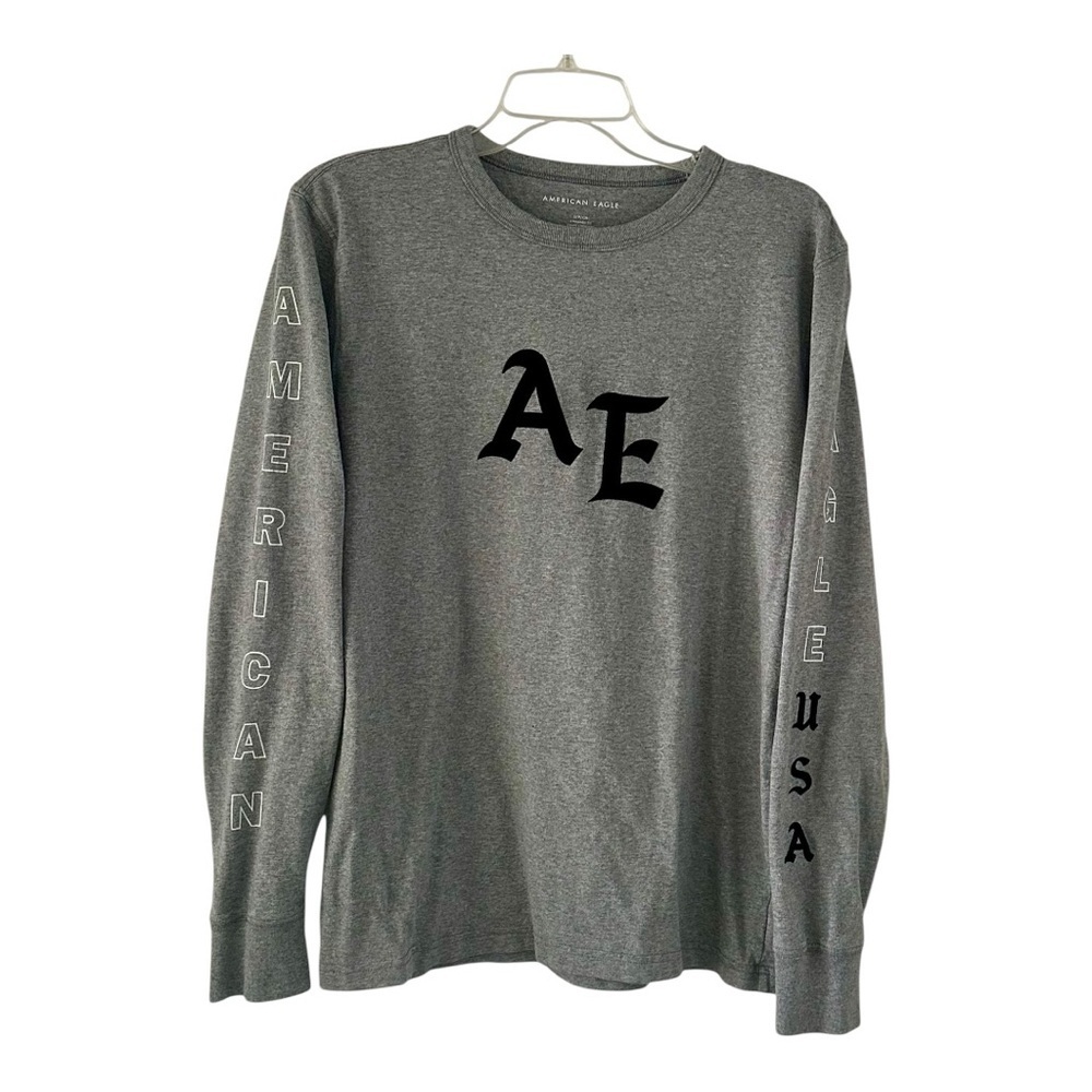 American Eagle Men’s Grey Long Sleeve Shirt Size S